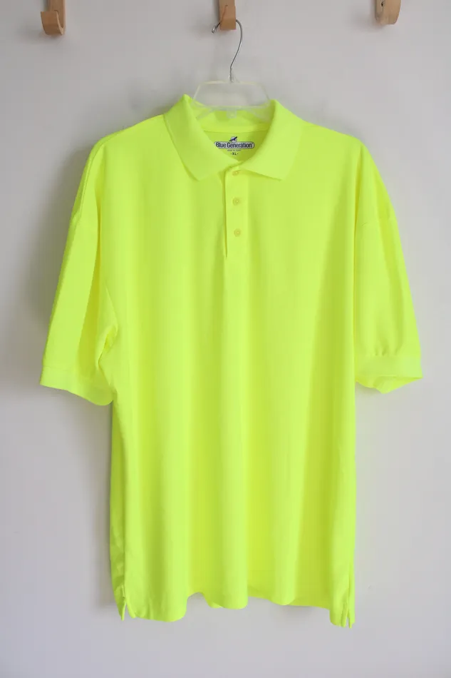 Blue Generation Rings Blue Generation Neon Yellow Polo Shirt XL