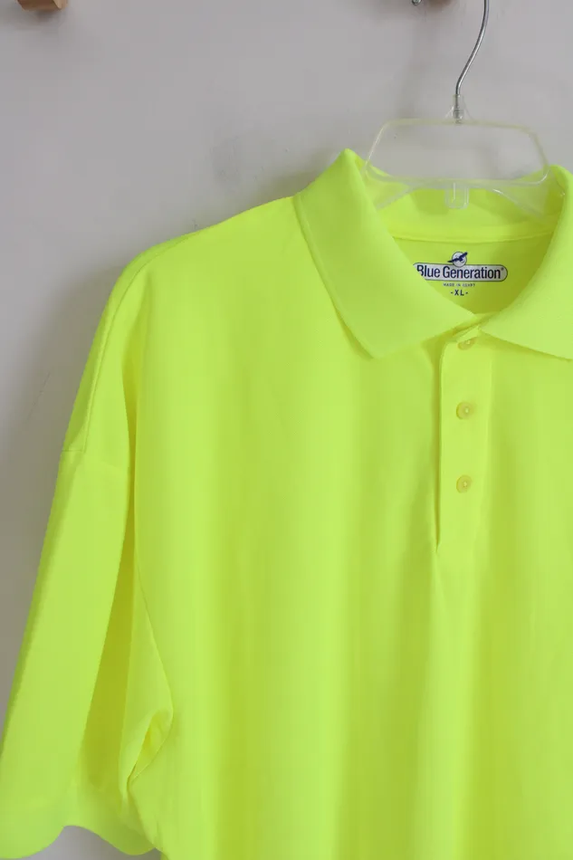 Blue Generation Rings Blue Generation Neon Yellow Polo Shirt XL