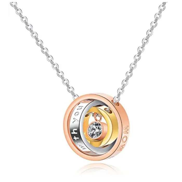 Cadenas de Mujer con Dije Mom y Zirconia Blanca Gold Shield Necklaces