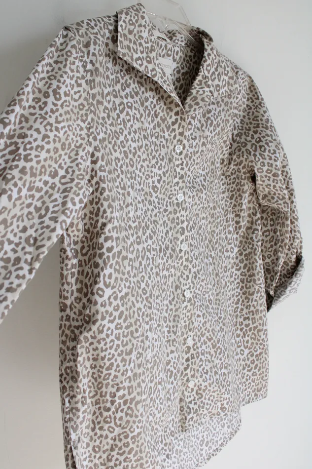 Chicos Tan Leopard Print Button Down Shirt 05 S6 Chicos Earrings