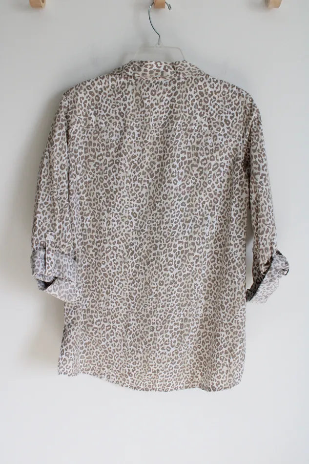 Chicos Tan Leopard Print Button Down Shirt 05 S6 Chicos Earrings