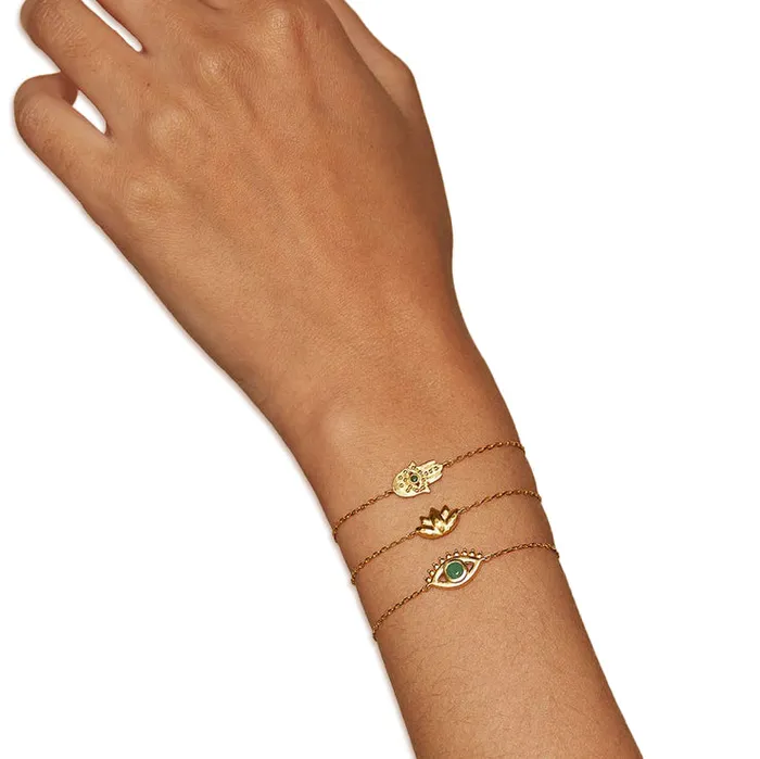 Gold Hamsa Emerald Bracelet Satya Bracelets