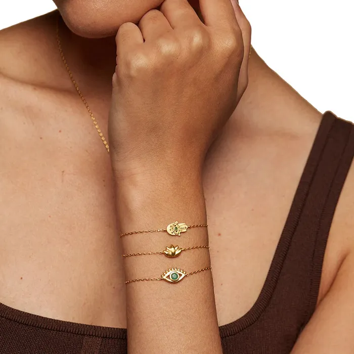 Gold Hamsa Emerald Bracelet Satya Bracelets