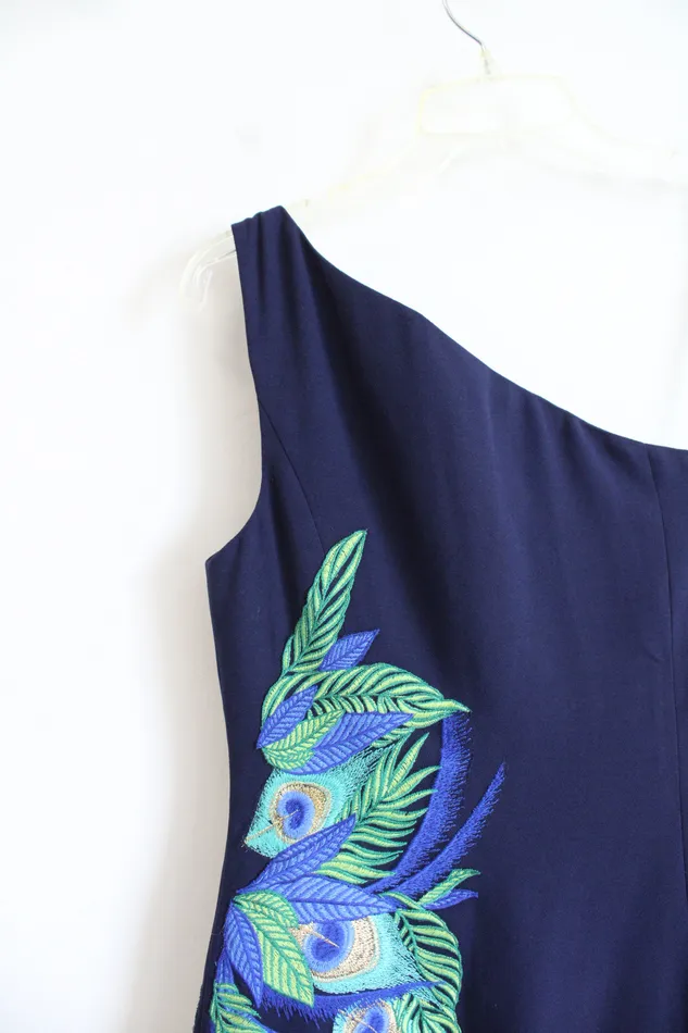 Lilly Pulitzer Rings NEW Lilly Pulitzer Jamie Blue Peacock Feather OneShoulder Sheath Dress 2