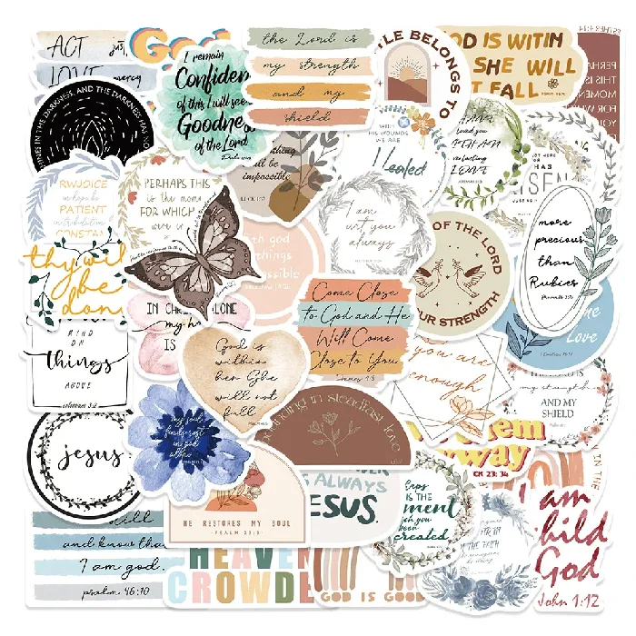 Lords Guidance Boho Style Christian Faith Sticker Set 50 Stickers Earrings
