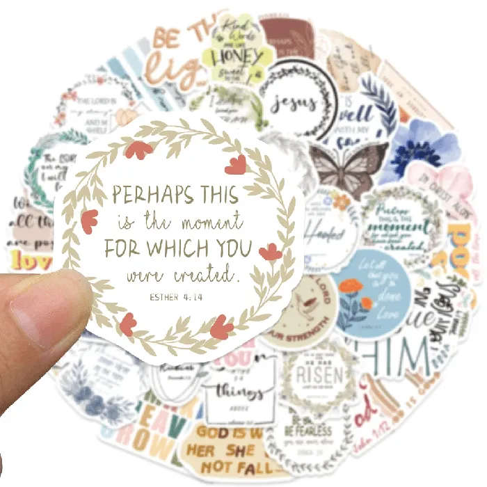 Lords Guidance Boho Style Christian Faith Sticker Set 50 Stickers Earrings