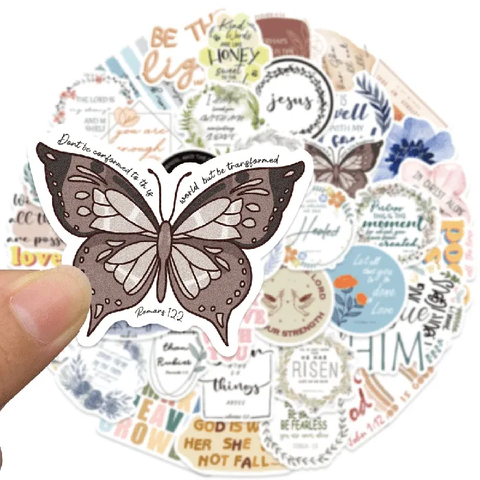 Lords Guidance Boho Style Christian Faith Sticker Set 50 Stickers Earrings