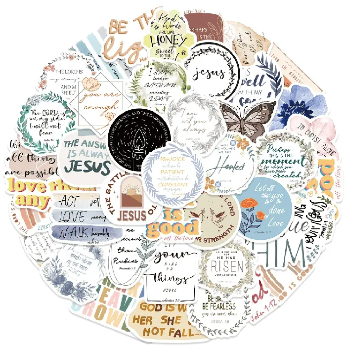 Lords Guidance Boho Style Christian Faith Sticker Set 50 Stickers Earrings