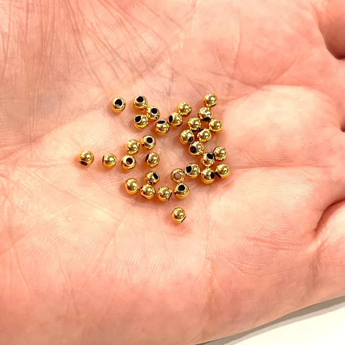 NEW 24Kt Shiny Gold Plated 4mm Spacer Balls 100 pieces in a pack Peppy Beads Earrings
