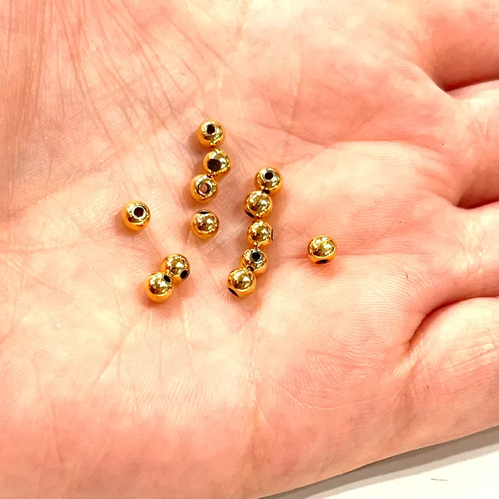 NEW 24Kt Shiny Gold Plated 4mm Spacer Balls 100 pieces in a pack Peppy Beads Earrings NEW 24Kt Shiny Gold Plated 4mm Spacer Balls 100 pieces in a pack Peppy Beads Earrings