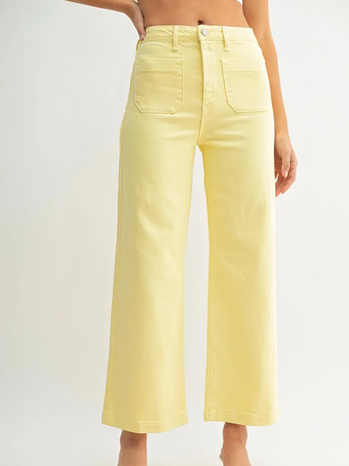 Rings Just Panmaco Just Black Denim Summer Patch Pocket Wide Leg