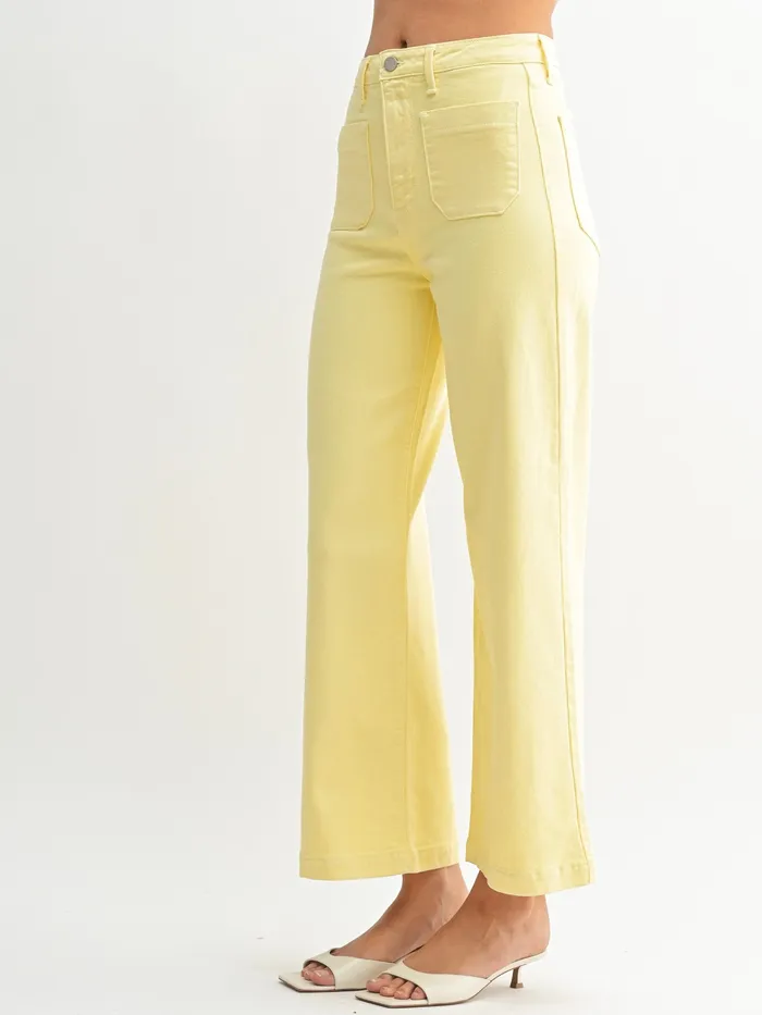 Rings Just Panmaco Just Black Denim Summer Patch Pocket Wide Leg