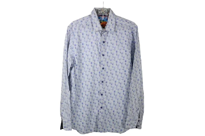 Rings Robert Graham Robert Graham Blue Pattern Classic Fit Button Down Shirt L Rings Robert Graham Robert Graham Blue Pattern Classic Fit Button Down Shirt L