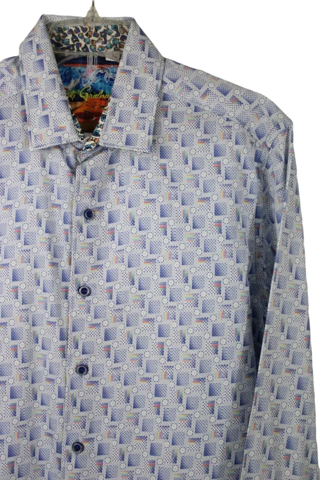 Rings Robert Graham Robert Graham Blue Pattern Classic Fit Button Down Shirt L