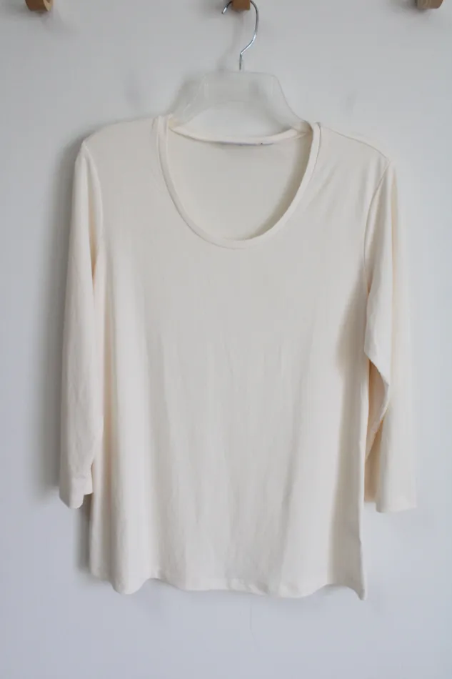 Susan Graver Earrings Susan Graver Long Sleeve Cream Top M