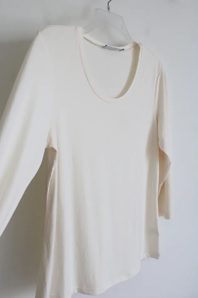 Susan Graver Earrings Susan Graver Long Sleeve Cream Top M