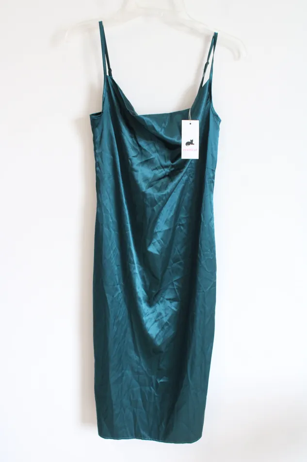 Xxxiticat Rings NEW Xxxiticat Jewel Tone Green Satin Midi Dress S