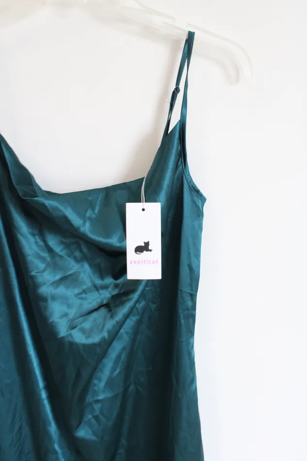 Xxxiticat Rings NEW Xxxiticat Jewel Tone Green Satin Midi Dress S