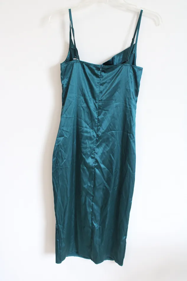 Xxxiticat Rings NEW Xxxiticat Jewel Tone Green Satin Midi Dress S