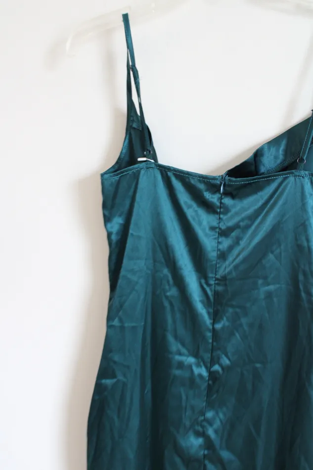 Xxxiticat Rings NEW Xxxiticat Jewel Tone Green Satin Midi Dress S