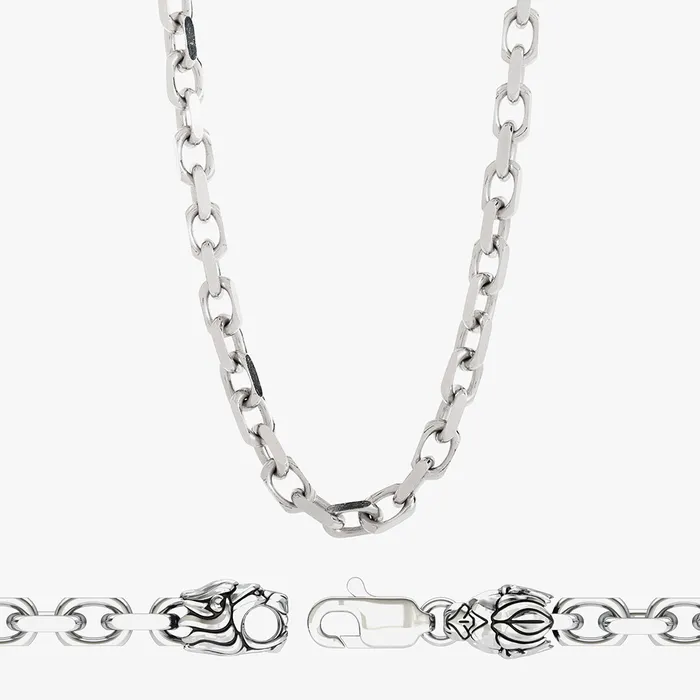 35mm Silver Forza Heavy Link Chain Lion Clasp Proclamation Jewelry Necklaces 35mm Silver Forza Heavy Link Chain Lion Clasp Proclamation Jewelry Necklaces