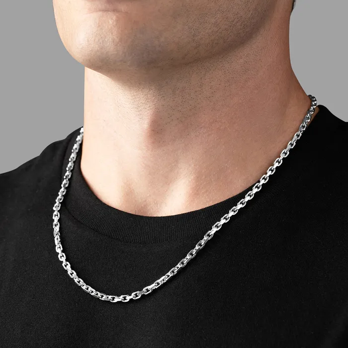 35mm Silver Forza Heavy Link Chain Lion Clasp Proclamation Jewelry Necklaces