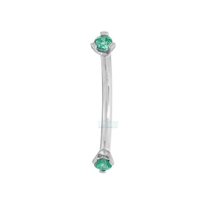 3 ProngSet Faceted Gem Curved Barbell Industrial Strength IS Earrings