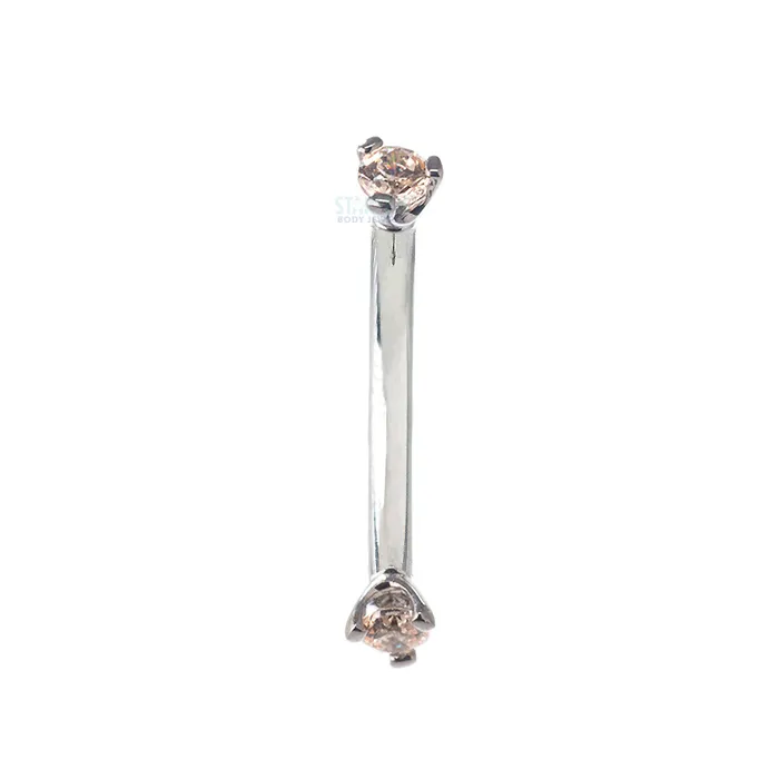 3 ProngSet Faceted Gem Curved Barbell Industrial Strength IS Earrings