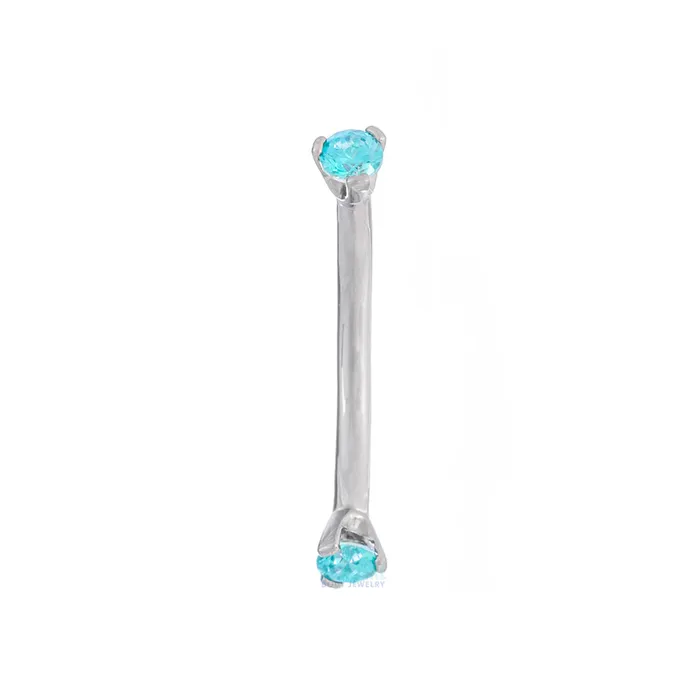 3 ProngSet Faceted Gem Curved Barbell Industrial Strength IS Earrings
