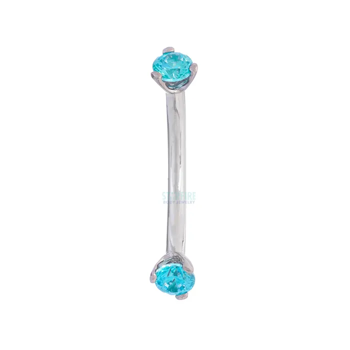 3 ProngSet Faceted Gem Curved Barbell Industrial Strength IS Earrings