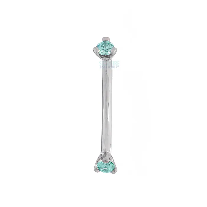 3 ProngSet Faceted Gem Curved Barbell Industrial Strength IS Earrings