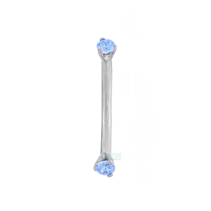 3 ProngSet Faceted Gem Curved Barbell Industrial Strength IS Earrings
