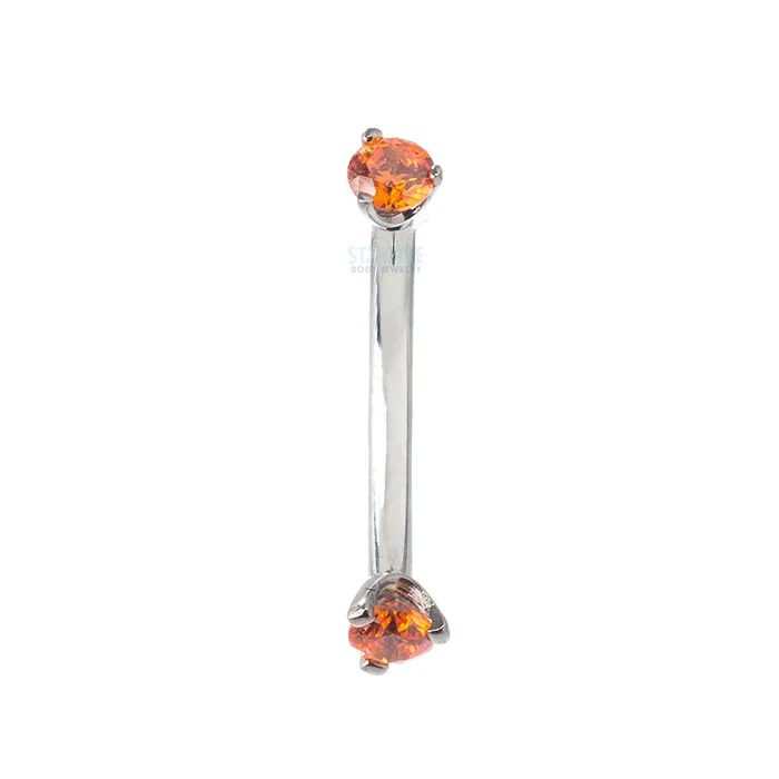 3 ProngSet Faceted Gem Curved Barbell Industrial Strength IS Earrings