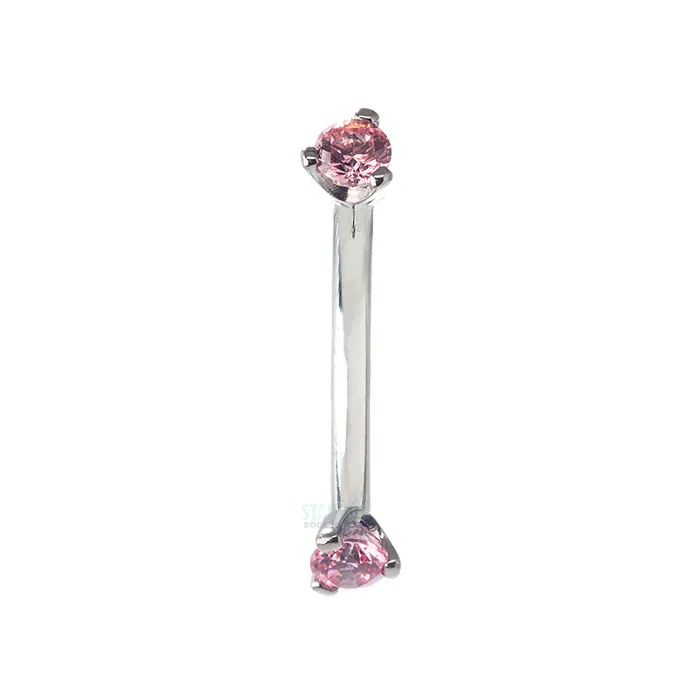 3 ProngSet Faceted Gem Curved Barbell Industrial Strength IS Earrings