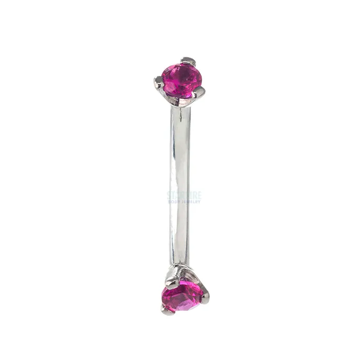 3 ProngSet Faceted Gem Curved Barbell Industrial Strength IS Earrings