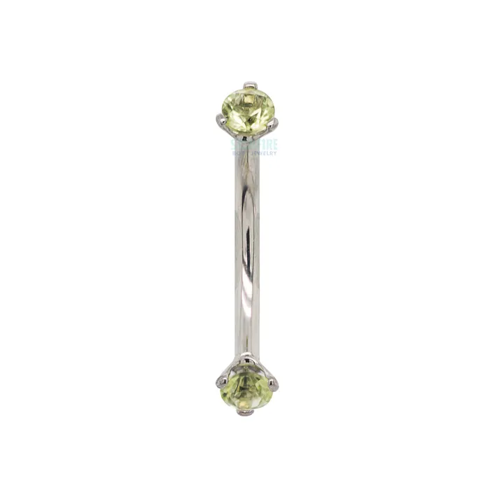 3 ProngSet Faceted Gem Curved Barbell Industrial Strength IS Earrings