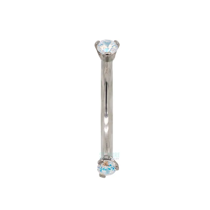 3 ProngSet Faceted Gem Curved Barbell Industrial Strength IS Earrings