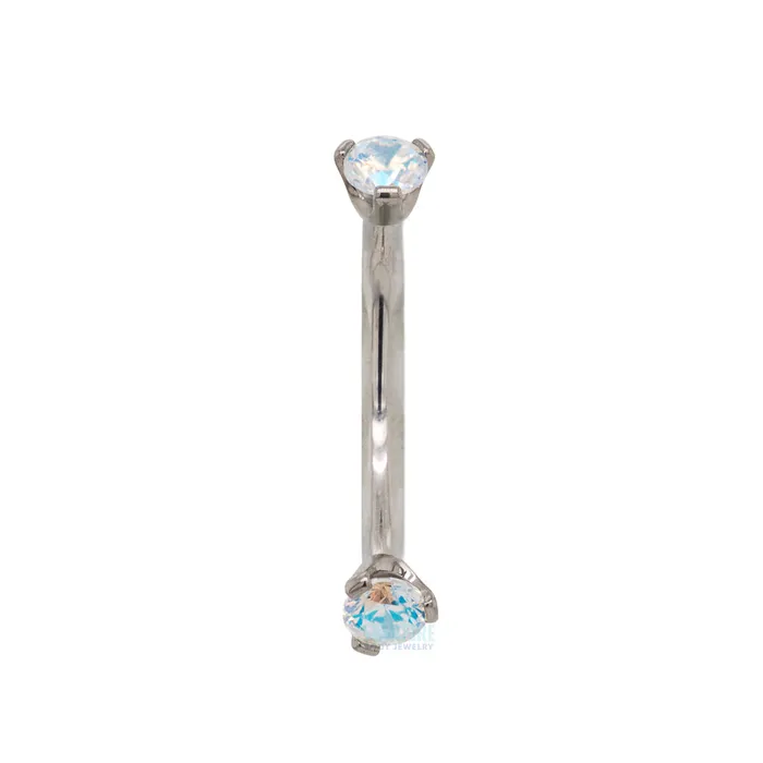 3 ProngSet Faceted Gem Curved Barbell Industrial Strength IS Earrings