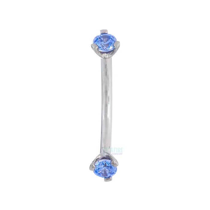 3 ProngSet Faceted Gem Curved Barbell Industrial Strength IS Earrings
