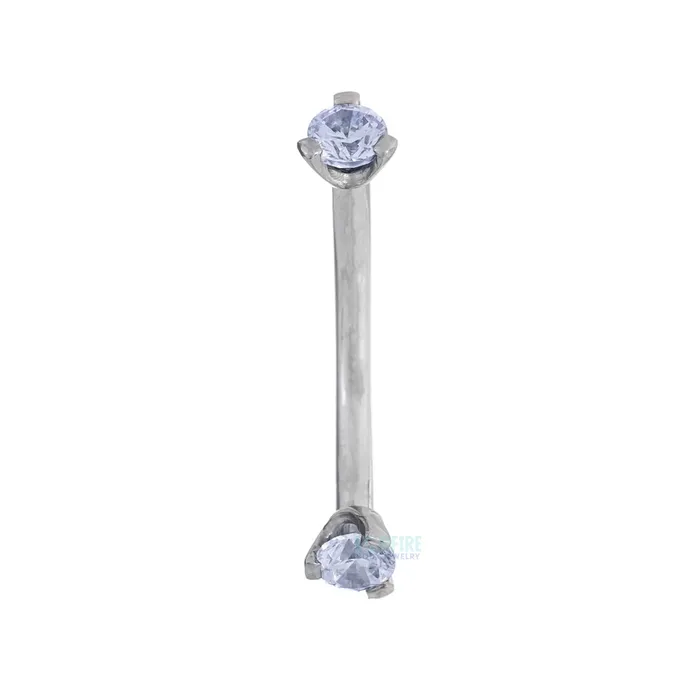 3 ProngSet Faceted Gem Curved Barbell Industrial Strength IS Earrings