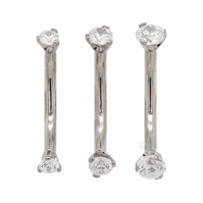 3 ProngSet Faceted Gem Curved Barbell Industrial Strength IS Earrings