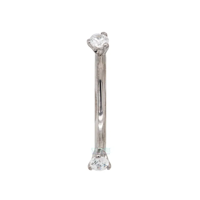 3 ProngSet Faceted Gem Curved Barbell Industrial Strength IS Earrings