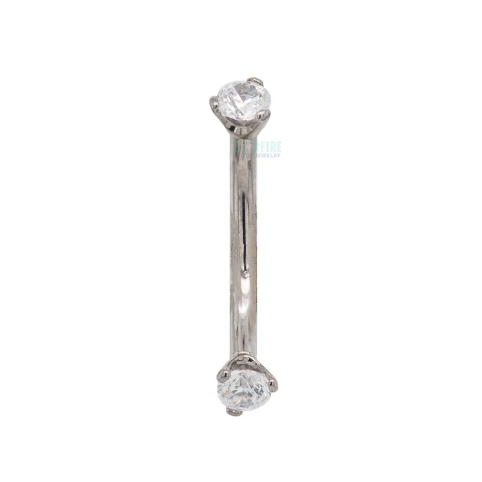 3 ProngSet Faceted Gem Curved Barbell Industrial Strength IS Earrings