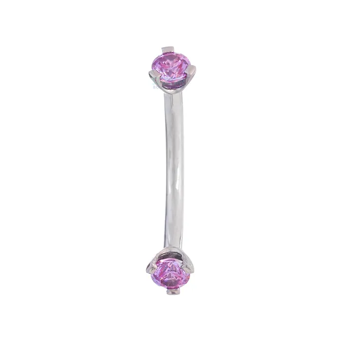 3 ProngSet Faceted Gem Curved Barbell Industrial Strength IS Earrings