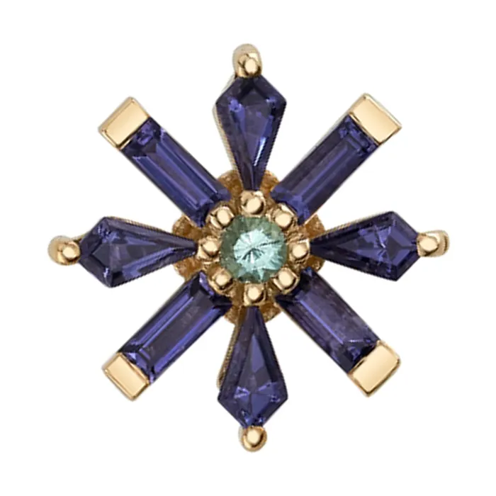 Body Vision BVLA Earrings Akira Threaded End in Gold with Iolite Mint Beryl