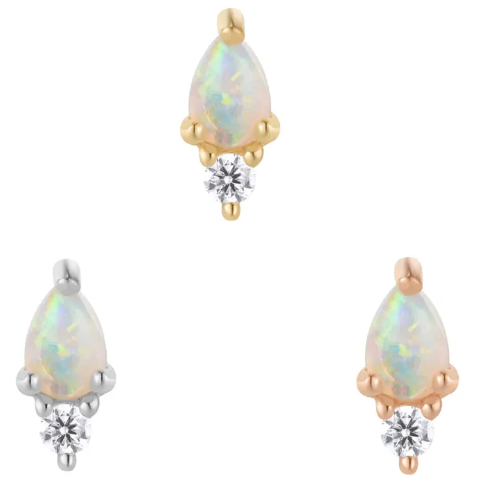Buddha Jewelry Organics Earrings threadless Daydream End in Gold with Genuine White Opal CZ Buddha Jewelry Organics Earrings threadless Daydream End in Gold with Genuine White Opal CZ