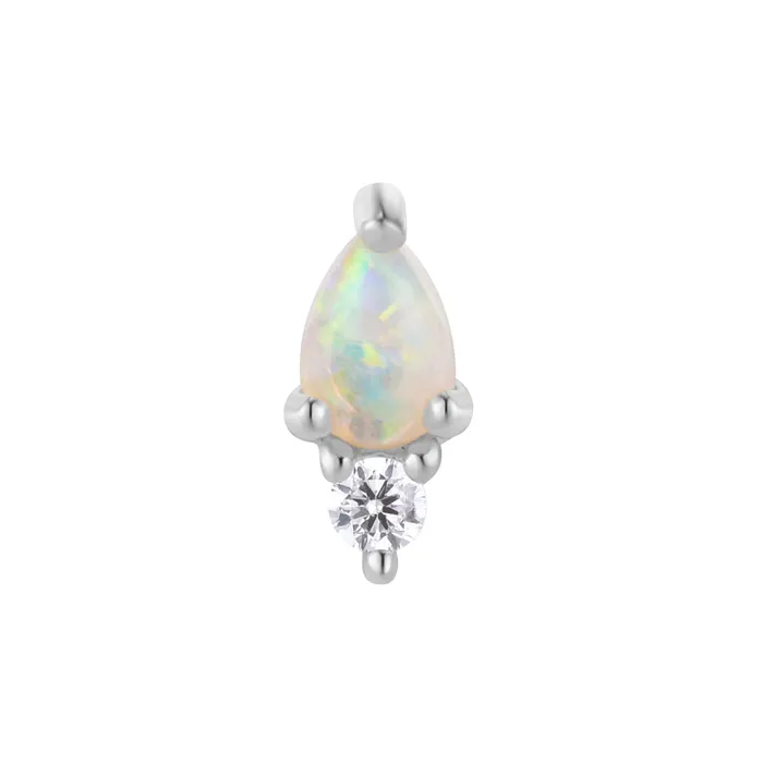 Buddha Jewelry Organics Earrings threadless Daydream End in Gold with Genuine White Opal CZ