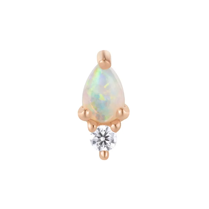 Buddha Jewelry Organics Earrings threadless Daydream End in Gold with Genuine White Opal CZ