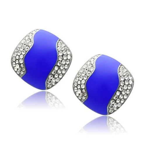Earrings Green CJ623S Wholesale Blue Crystal Stainless Steel Earrings