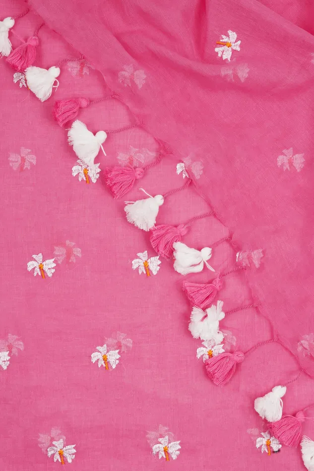 Earrings Teejh Teejh Reiya Pink Embroidered Mulmul Cotton Saree Earrings Teejh Teejh Reiya Pink Embroidered Mulmul Cotton Saree